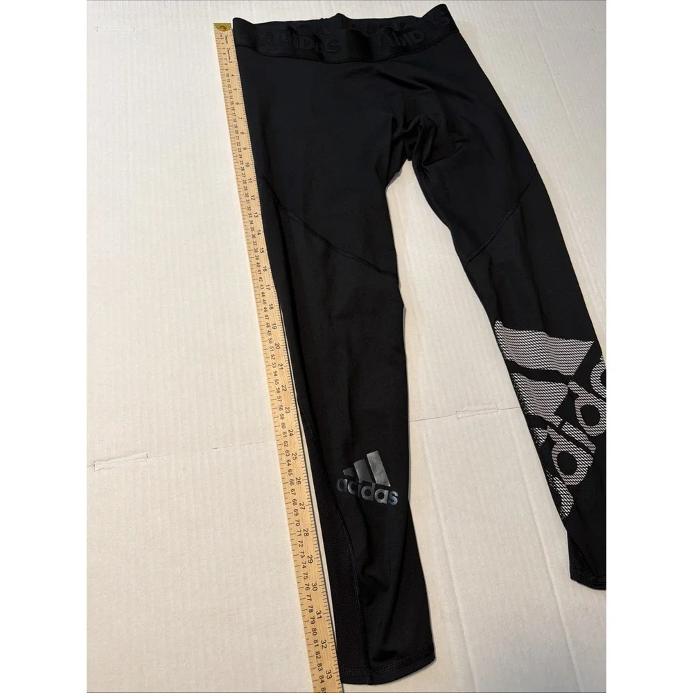 Adidas Alphaskin Climacool Mens Large Black Silver Logo Compression Tights